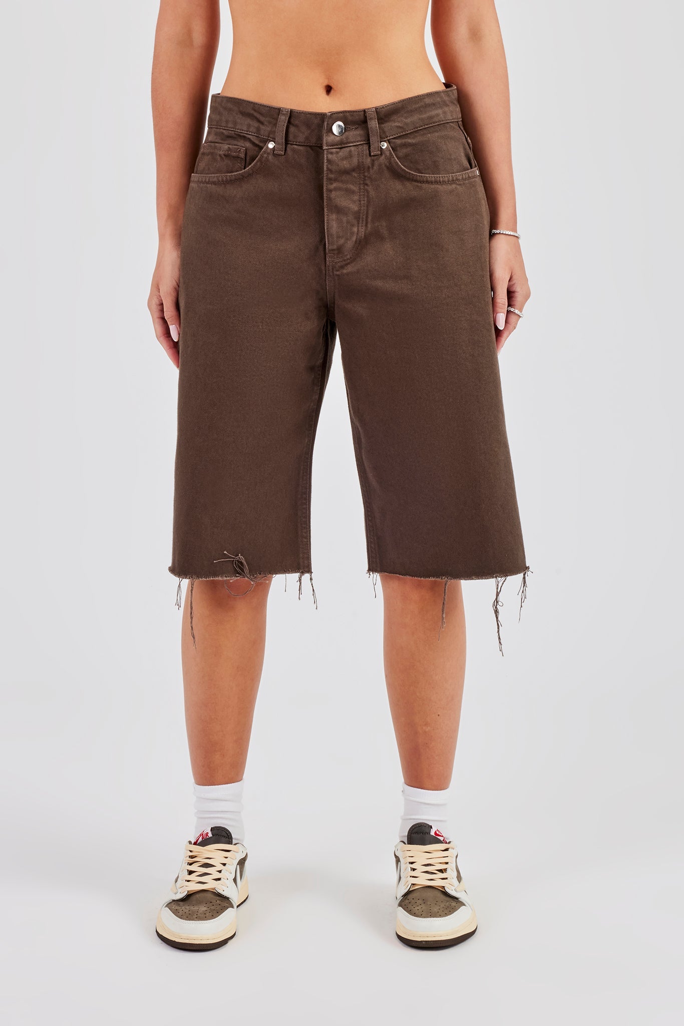 Pocket Detailed Denim Jort - Chocolate